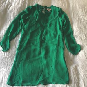Green silk dress